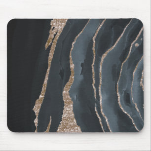 Alfombrilla De Ratón Textura de mármol de oro negro genial