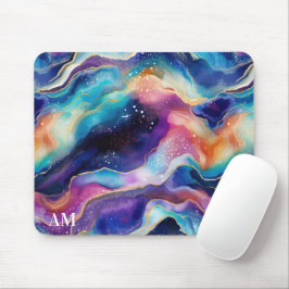 Alfombrilla De Ratón Textura estética del arco iris agate purpurina