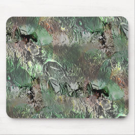 Alfombrilla De Ratón Textura extraña en verde gris con cráneo abstracto