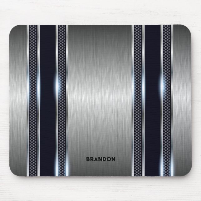 Alfombrilla De Ratón Textura geométrica industrial de gris metálico (Frente)