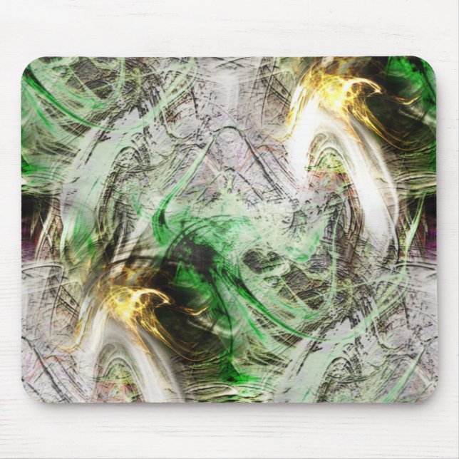 Alfombrilla De Ratón Textura rústica bajo tinta flotante verde y amaril (Frente)