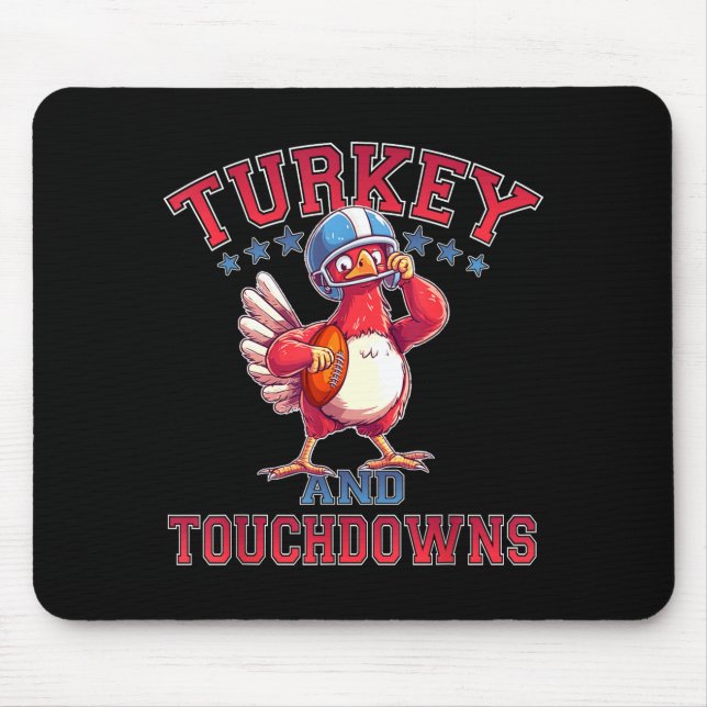 Alfombrilla De Ratón Thanksgiving Football Turkey &amp; Touchdowns Game (Frente)