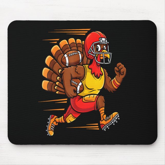 Alfombrilla De Ratón Thanksgiving Funny Turkey Playing Football Men Boy (Frente)