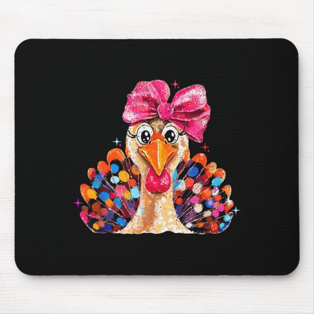 Alfombrilla De Ratón Thanksgiving Girls,coquette Turkey Funny Women, Gi (Frente)
