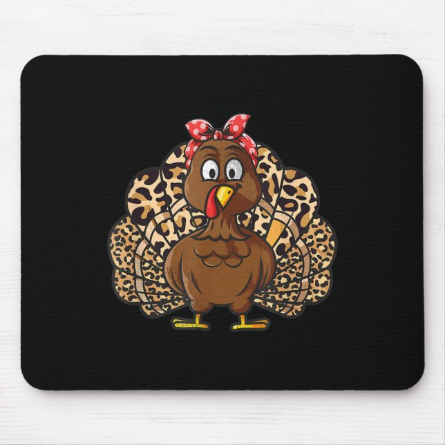 Alfombrilla De Ratón Thanksgiving Leopard Turkey Women Girl Autumn Fall (Frente)
