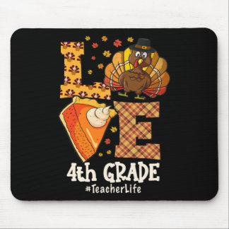 Alfombrilla De Ratón Thanksgiving Love 4th Grade Teacher Turkey Autumn 