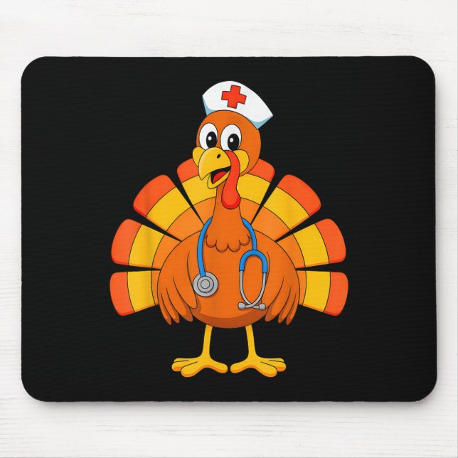 Alfombrilla De Ratón Thanksgiving Nurse Turkey Nurses Scrub Top Nursing (Frente)