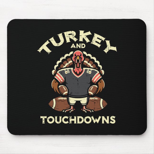 Alfombrilla De Ratón Thanksgiving Turkey And Touchdowns Footbyll Men Bo (Frente)