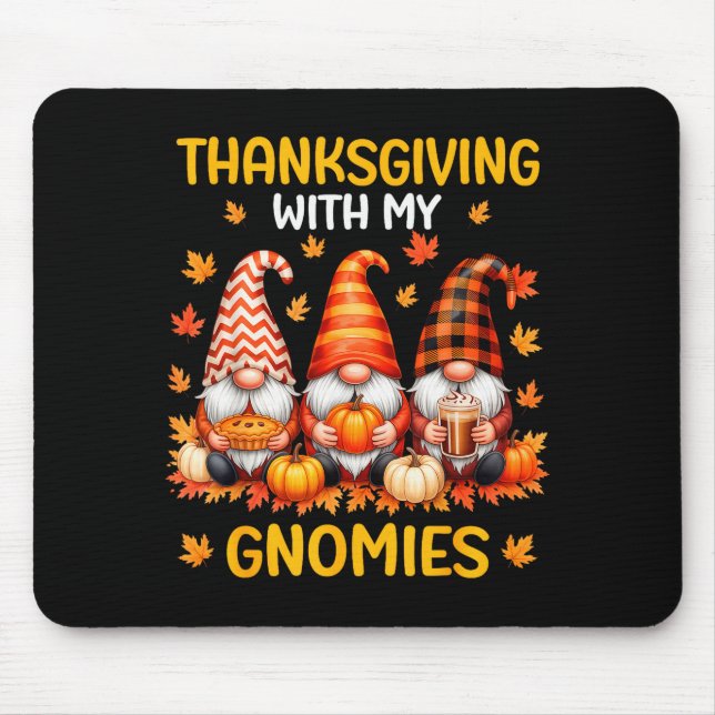 Alfombrilla De Ratón Thanksgiving With My Gnomies Funny Autumn Fall Gno (Frente)