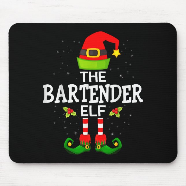 Alfombrilla De Ratón The Bartender Elf Christmas Family Matching Pajama (Frente)