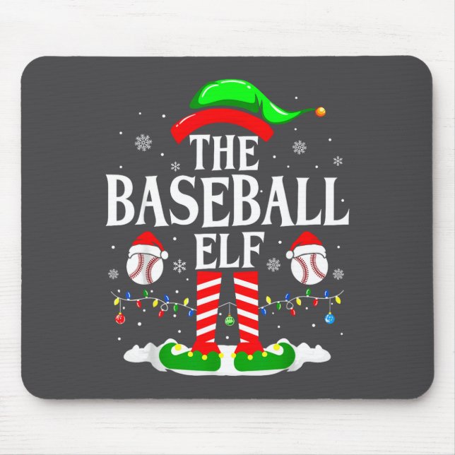 Alfombrilla De Ratón The Baseball Elf Funny Christmas Srt Lovers Xmas E (Frente)