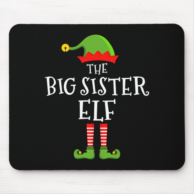 Alfombrilla De Ratón The Big Sister Elf Funny Christmas Matching Family (Frente)