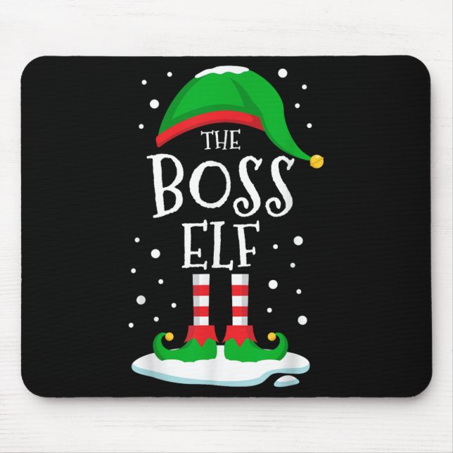 Alfombrilla De Ratón The Boss Elf Christmas Family Matching Xmas Group  (Frente)