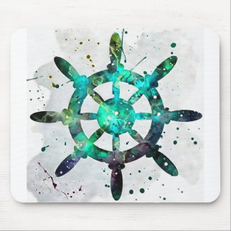 Alfombrilla De Ratón The Captain's Wheel In Blue Green Ocean Colors