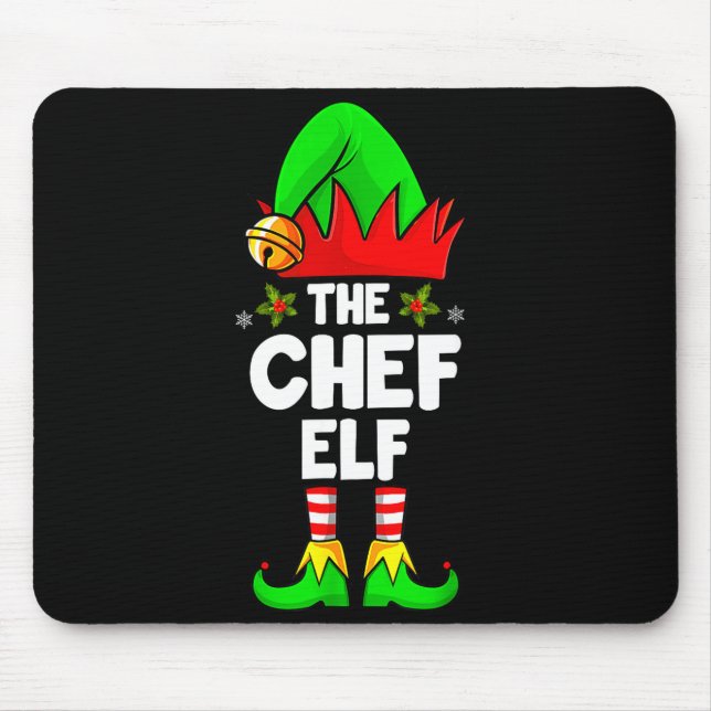 Alfombrilla De Ratón The Chef Elf Shirt Matching Family Chef Christmas  (Frente)