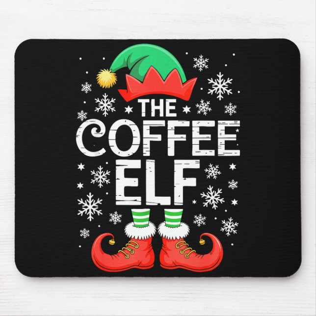 Alfombrilla De Ratón The Coffee Elf Shirt Men Women Family Matching Chr (Frente)