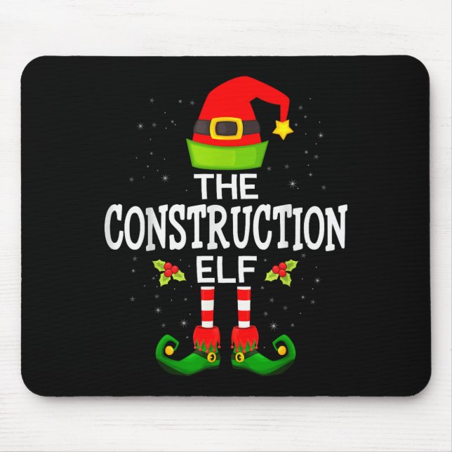 Alfombrilla De Ratón The Construction Elf Christmas Family Matching Paj (Frente)