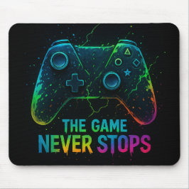 Alfombrilla De Ratón The Game Never Stops — Neon Gamer Controller
