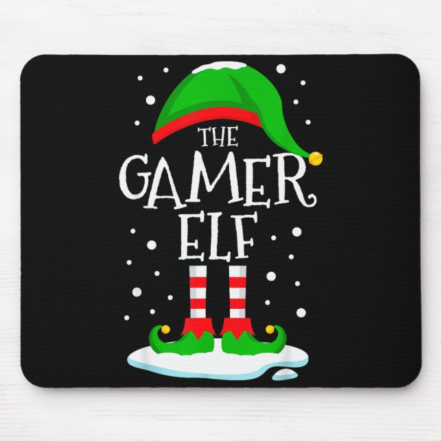 Alfombrilla De Ratón The Gamer Elf Christmas Family Matching Xmas Video (Frente)