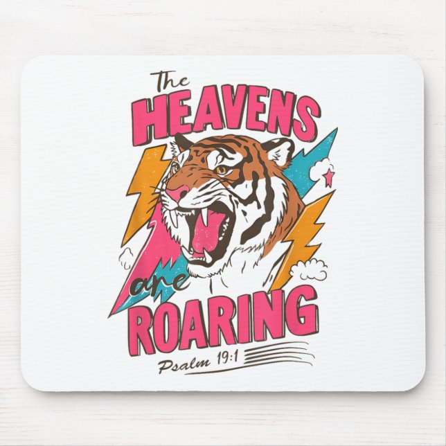 Alfombrilla De Ratón The Heavens Are Roaring Psalm 19_1, Retro Tiger Gr (Frente)
