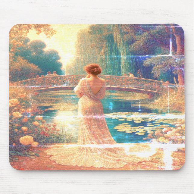Alfombrilla De Ratón The Lady Standing Beside the Lake on a Mousepad (Frente)