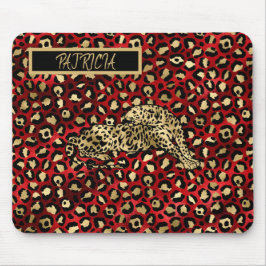 Alfombrilla De Ratón The Leopard Red Black Gold Funky Fun Name