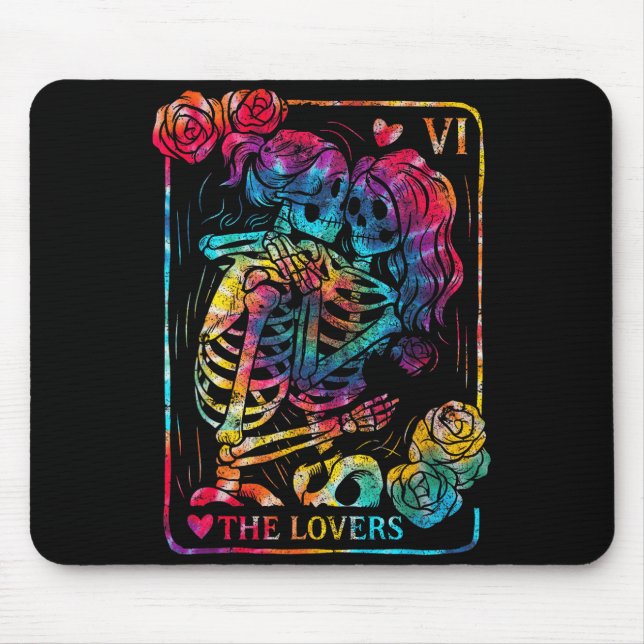 Alfombrilla De Ratón The Lovers Tarot Card Gothic Occult Kissing Skelet (Frente)