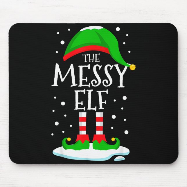 Alfombrilla De Ratón The Messy Elf Christmas Family Matching Xmas Group (Frente)