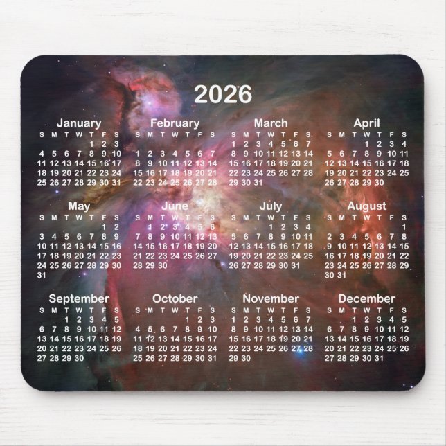 Alfombrilla De Ratón The Orion Nebula 2026 Calendar (Frente)