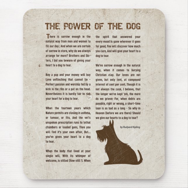 Alfombrilla De Ratón The Power of the Dog Poem - Rudyard Kipling  (Frente)