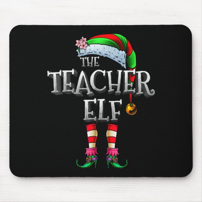 Alfombrilla De Ratón The Teacher Elf Shirt Matching Family Funny Christ (Frente)