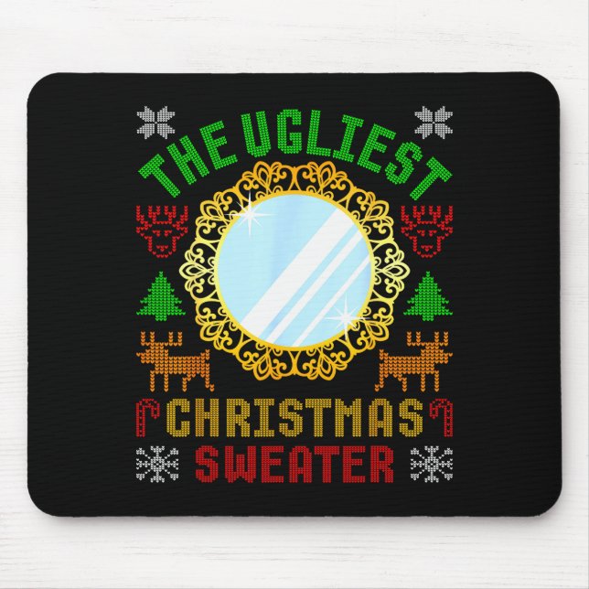 Alfombrilla De Ratón The Ugliest Ugly Christmas Sweater With Mirror Fun (Frente)