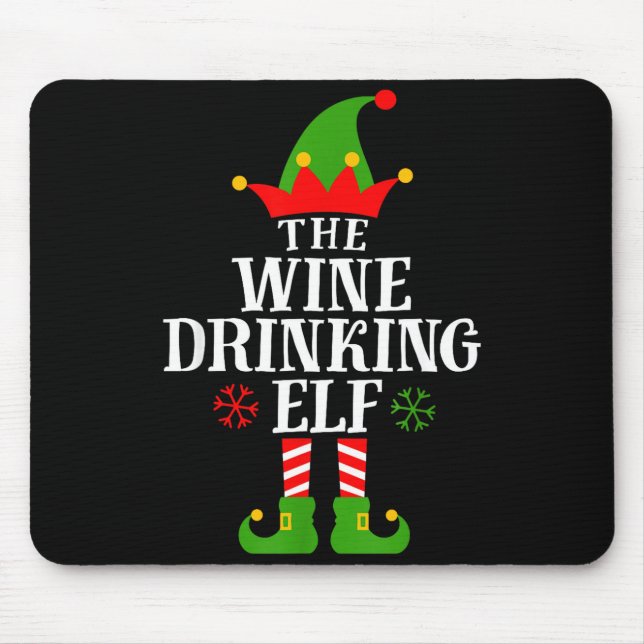 Alfombrilla De Ratón The Wine Drinking Elf Funny Matching Family Christ (Frente)