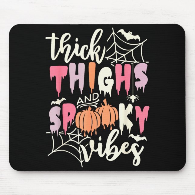 Alfombrilla De Ratón Thick Thighs And Soky Vibes Retro Groovy Halloween (Frente)