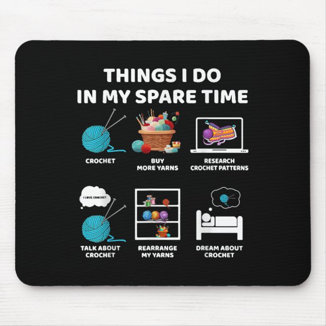 Alfombrilla De Ratón Things I Do In My Spare Time Crochet Knitting Funn (Frente)