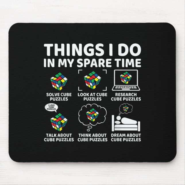 Alfombrilla De Ratón Things I Do In My Spare Time Funny Cube Puzzle Spe (Frente)