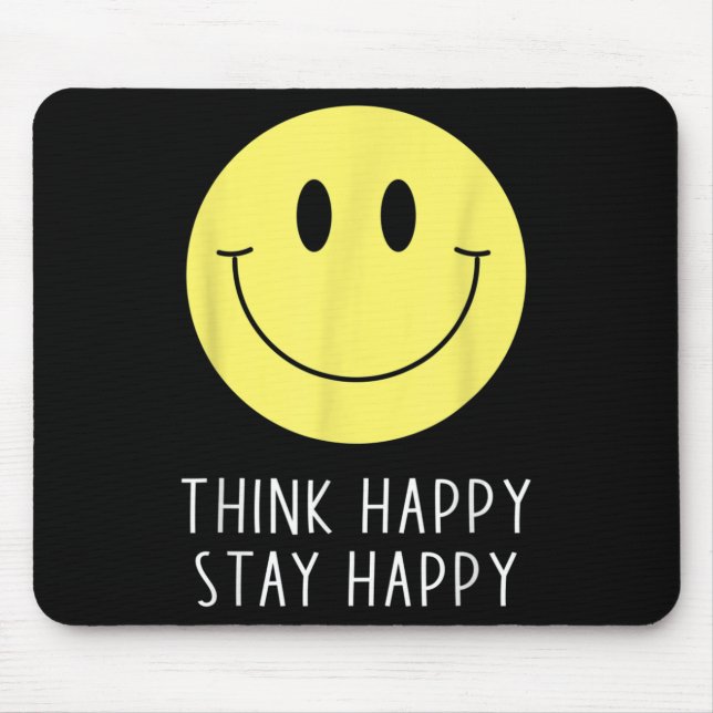 Alfombrilla De Ratón Think Happy Stay Happy Motivation Quote Yellow Smi (Frente)