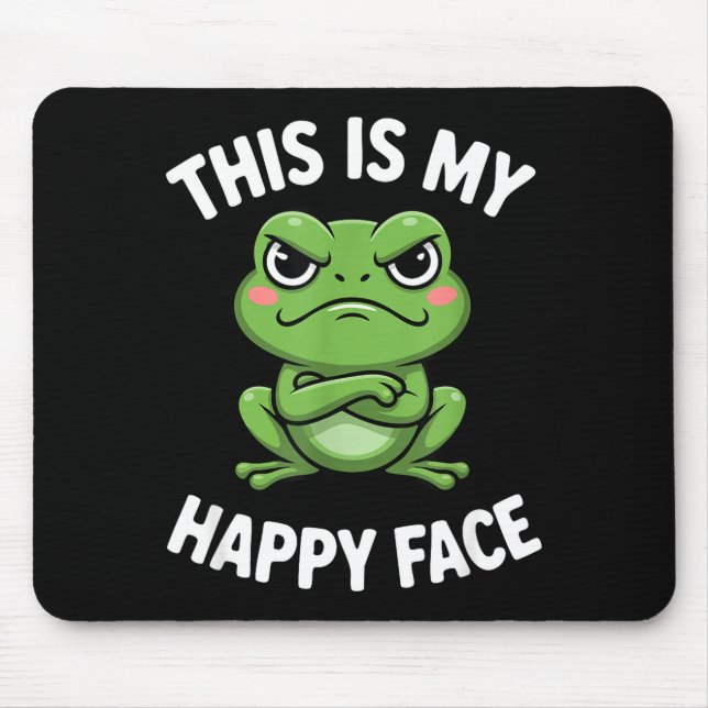 Alfombrilla De Ratón This Is My Happy Face Funny Angry Frog Humor  (Frente)