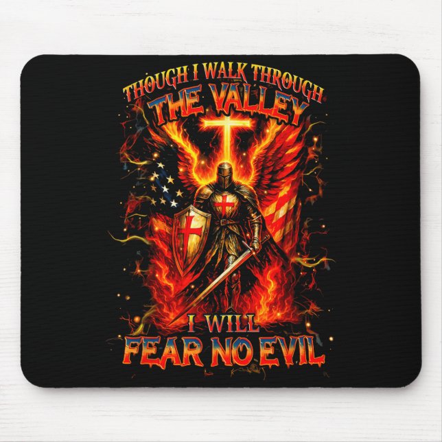 Alfombrilla De Ratón Though I Walk The Valley I Will Fear No Evil Quote (Frente)