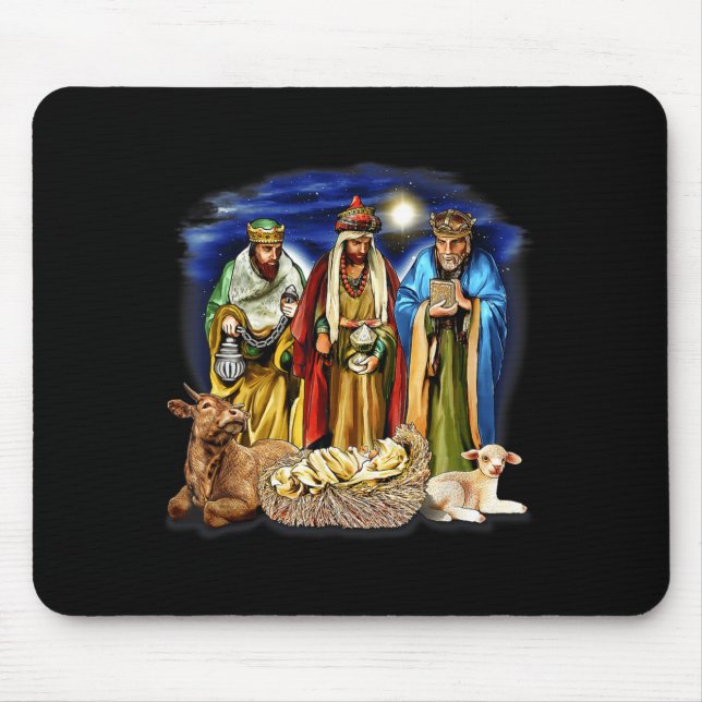 Alfombrilla De Ratón Three Kings Shirt Nativity Scene Shirt Christmas S (Frente)