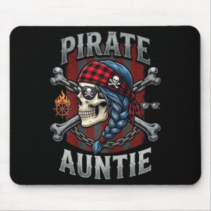 Alfombrilla De Ratón Tía pirata calavera divertida familia jolly roger