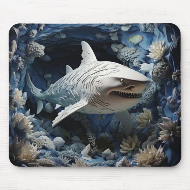 Alfombrilla De Ratón Tiburón 3D vibrante (Frente)