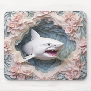 Alfombrilla De Ratón Tiburón blanco 3D