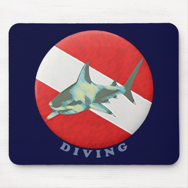 Alfombrilla De Ratón tiburón con bandera de inmersión (Frente)