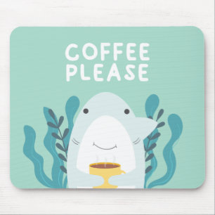 Alfombrilla De Ratón Tiburón de café lindo