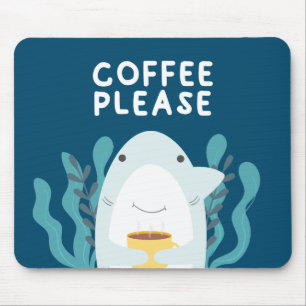 Alfombrilla De Ratón Tiburón de café lindo