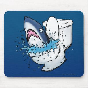 Alfombrilla De Ratón Tiburón de Inodoro Dibujo Animado Azul Divertido