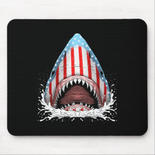Alfombrilla De Ratón Tiburón Divertido Bandera Americana Jawsome 4 De J