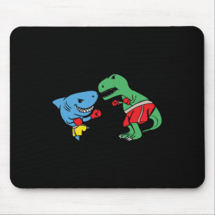Alfombrilla De Ratón Tiburón golpeando T-rex Dinosaurio Divertido Boxeo