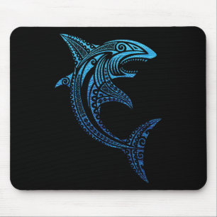 Alfombrilla De Ratón Tiburón tribal artístico tatuaje polinesio hawaian